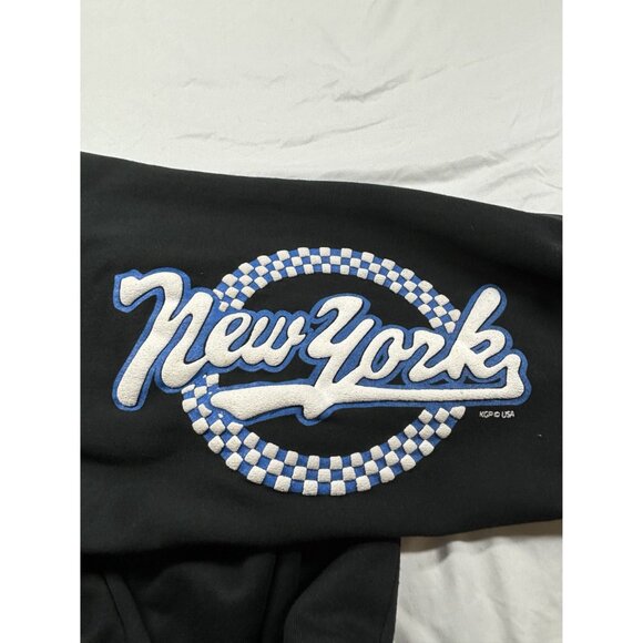 VTG Jerzees Sweatpants New York Puffy Paint Black Fleece Lined Elastic Waist USA - Picture 2 of 12